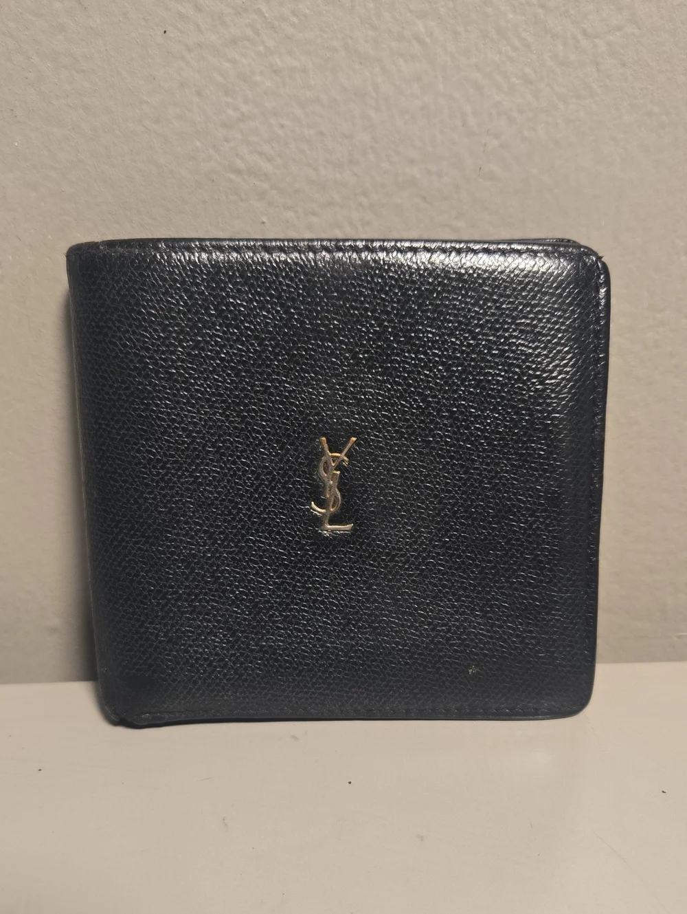 Saint Laurent Black Leather Card Holder with Gold YSL Emblem